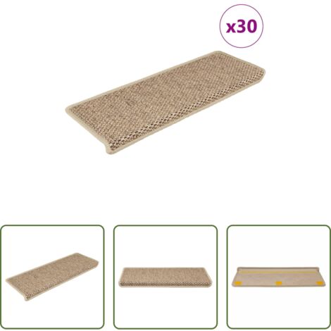 Tappeti autoadesivi -  Tappeti Autoadesivi Scale Aspetto Sisal 30 pz 65x21x4 cm Sabbia