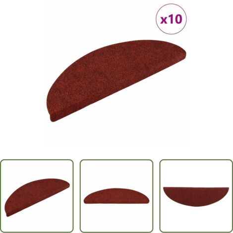 Tappeti autoadesivi - Tappetini per scale autoadesivi 10 pz 56x17x3 cm Bordeaux Rosso Semicircolari