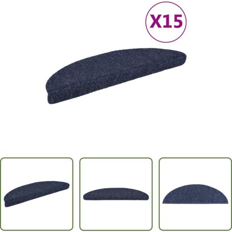Tappeti autoadesivi - Tappetini per scale autoadesivi 15 pz 56x17x3 cm blu semicircolari