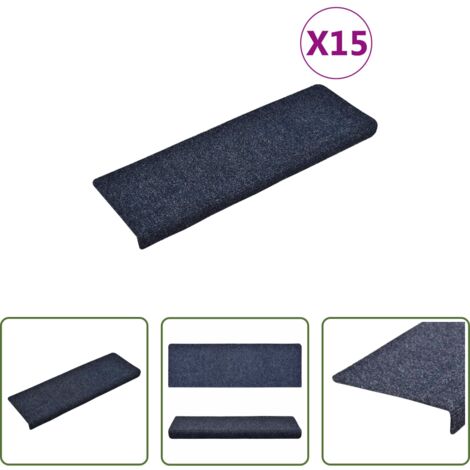 Tappeti autoadesivi - Tappetini per scale autoadesivi 15 pz 65x21x4 cm blu bordo rettangolare