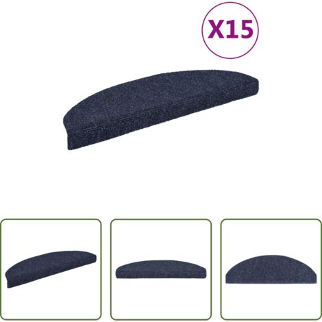 Tappeti autoadesivi -  Tappetini per scale autoadesivi 15 pz 65x21x4 cm blu semicircolari grandi