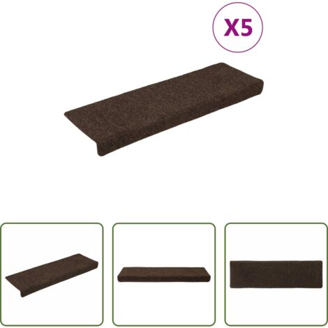 Tappeti autoadesivi -  Tappetini per scale autoadesivi 15 pz 65x21x4 cm marrone bordo rettangolare