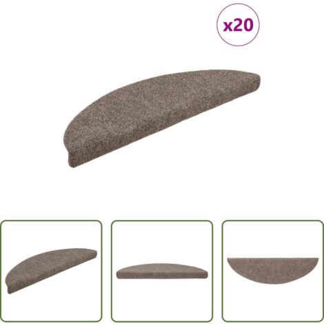 Tappeti autoadesivi -  Tappetini per scale autoadesivi 20 pz 56x17x3 cm beige semicircolari