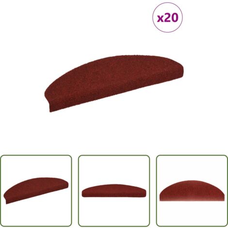 Tappeti autoadesivi -  Tappetini per scale autoadesivi 20 pz 65x21x4 cm Bordeaux Rosso Semicircolari Grandi