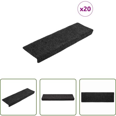 Tappeti autoadesivi - Tappetini per scale autoadesivi 20 pz 65x21x4 cm neri bordo rettangolare