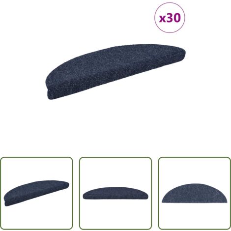 Tappeti autoadesivi -  Tappetini per scale autoadesivi 30 pz 56x17x3 cm blu semicircolari
