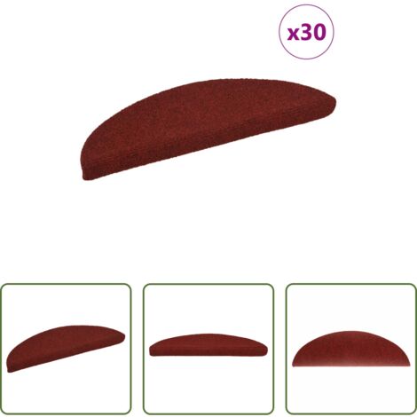 Tappeti autoadesivi -  Tappetini per scale autoadesivi 30 pz 56x17x3 cm Bordeaux Rosso Semicircolari