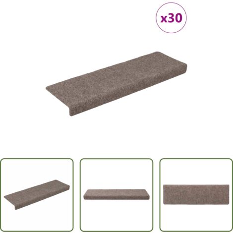 Tappeti autoadesivi - Tappetini per scale autoadesivi 30 pz 65x21x4 cm beige bordo rettangolare