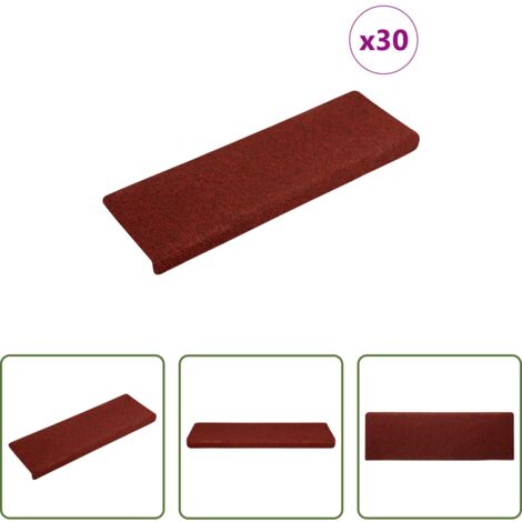 Tappeti autoadesivi -  Tappetini per scale autoadesivi 30 pz 65x21x4 cm Bordeaux Rosso Bordo rettangolare