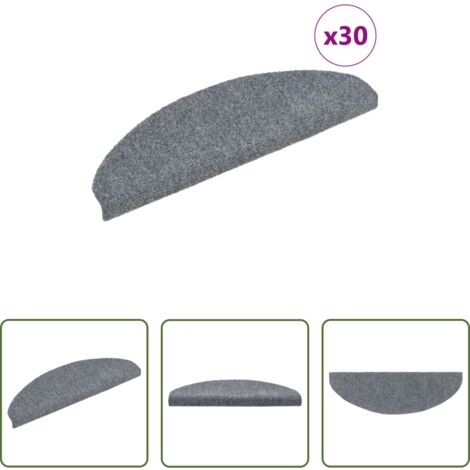 Tappeti autoadesivi -  Tappetini per scale autoadesivi 30 pz 65x21x4 cm Grigio chiaro Semicircolari Grandi