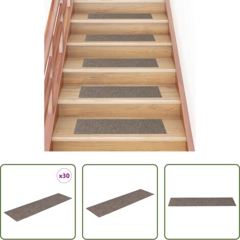 Tappeti autoadesivi -  Tappetini per scale autoadesivi 30 pz 76x20 cm Beige Rettangolari