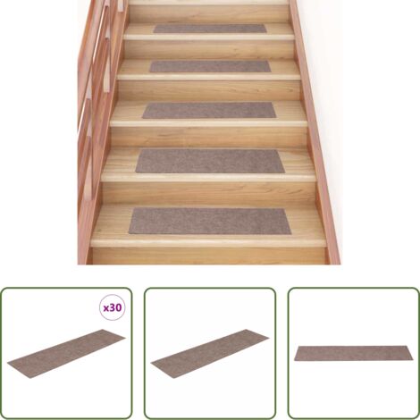 Tappeti autoadesivi -  Tappetini per scale autoadesivi 30 pz 76x20 cm marrone chiaro rettangolari