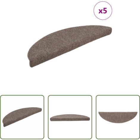 Tappeti autoadesivi -  Tappetini per scale autoadesivi 5 pz 56x17x3 cm beige semicircolari