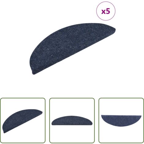 Tappeti autoadesivi - Tappetini per scale autoadesivi 5 pz 56x17x3 cm blu semicircolari