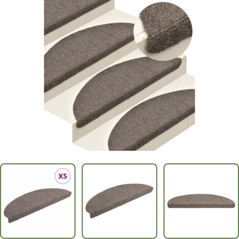 Tappeti autoadesivi -  Tappetini per scale autoadesivi 5 pz 65x21x4 cm beige semicircolari grandi