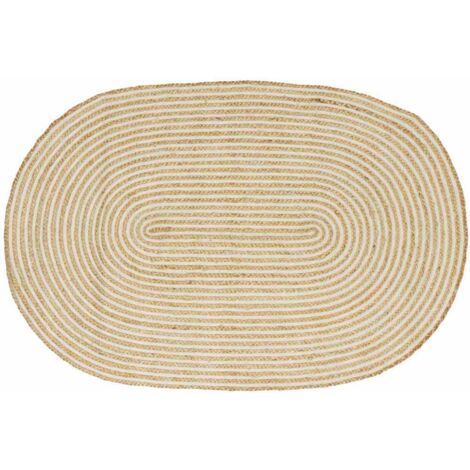 Tappeti per area Naturale e Bianco 122 x 183 cm Juta vidaXL