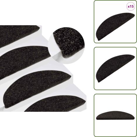 Tappeti per scale anti scivolamento - vidaXL Tappeti Autoadesivi per Scale 15 pz 56x17x3 cm Antracite - Tappeti per scale in feltro