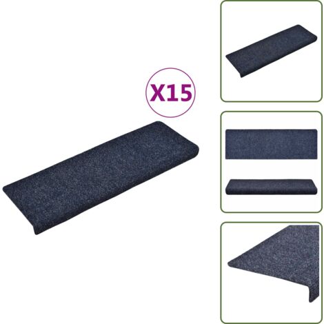 Tappeti per scale antiscivolo - vidaXL Tappetini per scale autoadesivi 15 pz 65x21x4 cm blu bordo rettangolare - Tappeti per scale lavabili