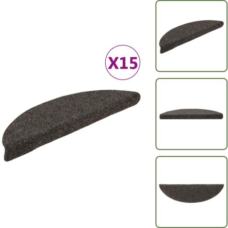 Tappeti per scale antracite - vidaXL Tappetini per scale autoadesivi 15 pz 56x17x3 cm antracite semicircolari -
