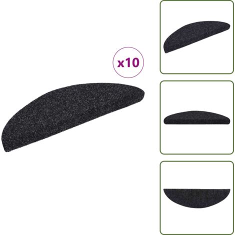 Tappeti per scale autoadesivi - vidaXL Tappetini per scale autoadesivi 10 pz 56x17x3 cm neri semicircolari - Tappeti per scale neri