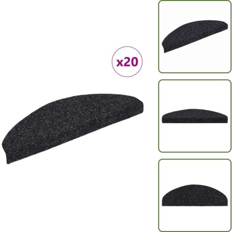Tappeti per scale autoadesivi - vidaXL Tappetini per scale autoadesivi 20 pz 65x21x4 cm neri semicircolari grandi - Tappeti per scale neri