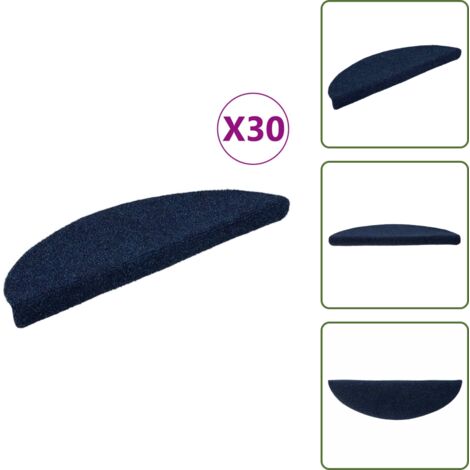 Tappeti per scale autoadesivi - vidaXL Tappetini per scale autoadesivi 30 pz 56x17x3 cm blu navy semicircolari - Tappeti per scale in polipropilene