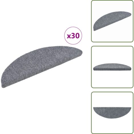 Tappeti per scale autoadesivi - vidaXL Tappetini per scale autoadesivi 30 pz 56x17x3 cm Grigio chiaro semicircolari - Tappeti per scale grigi