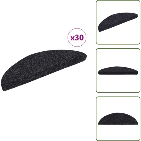 Tappeti per scale autoadesivi - vidaXL Tappetini per scale autoadesivi 30 pz 56x17x3 cm neri semicircolari - Tappeti per scale neri