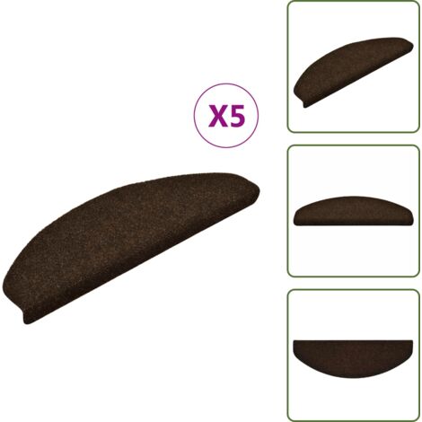 Tappeti per scale autoadesivi - vidaXL Tappetini per scale autoadesivi 5 pz 65x21x4 cm marrone semicircolari grandi - Tappeti per scale marrone