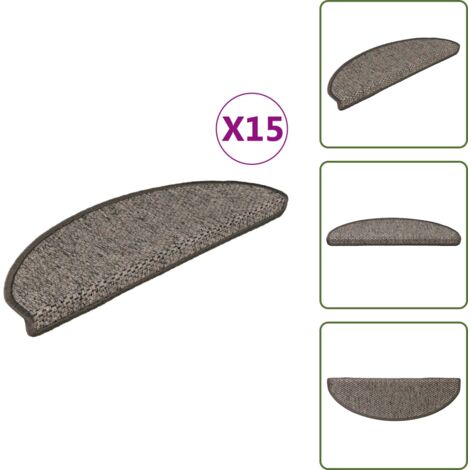 Tappeti per scale beige marrone - vidaXL Tappeti Adesivi per Scale Sisal 15pz 65x21x4cm Grigio e Beige -