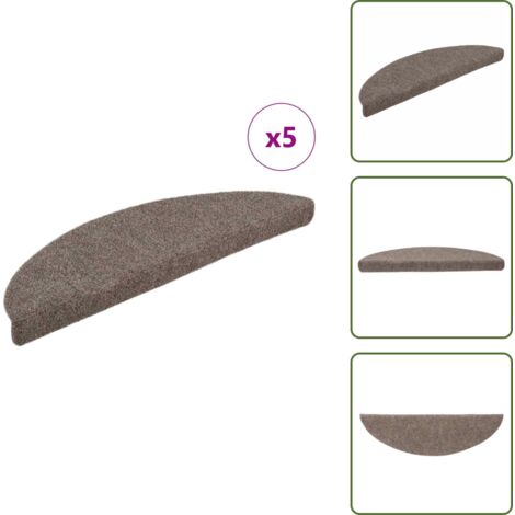 Tappeti per scale beige - vidaXL Tappetini per scale autoadesivi 5 pz 56x17x3 cm beige semicircolari -