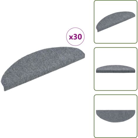 Tappeti per scale grigi - vidaXL Tappetini per scale autoadesivi 30 pz 65x21x4 cm Grigio chiaro Semicircolari Grandi - Tappeti per scale semicircolari