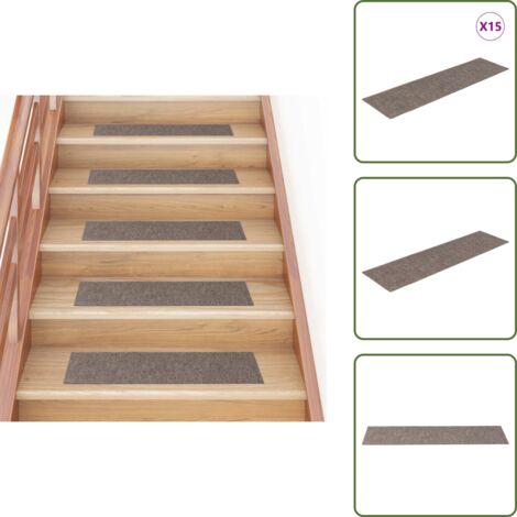 Tappeti per scale in polipropilene - vidaXL Tappetini per scale autoadesivi 15 pz 76x20 cm beige rettangolari - Tappeti antiscivolo