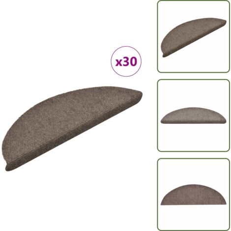 Tappeti per scale in polipropilene - vidaXL Tappetini per scale autoadesivi 30 pz 56x17x3 cm beige semicircolari -