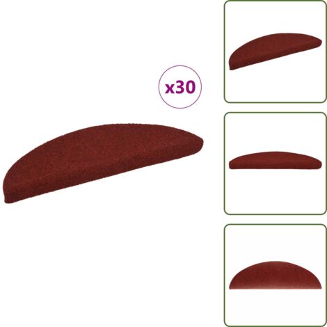 Tappeti per scale in polipropilene - vidaXL Tappetini per scale autoadesivi 30 pz 56x17x3 cm Bordeaux Rosso Semicircolari - Tappeti per scale antiscivolo