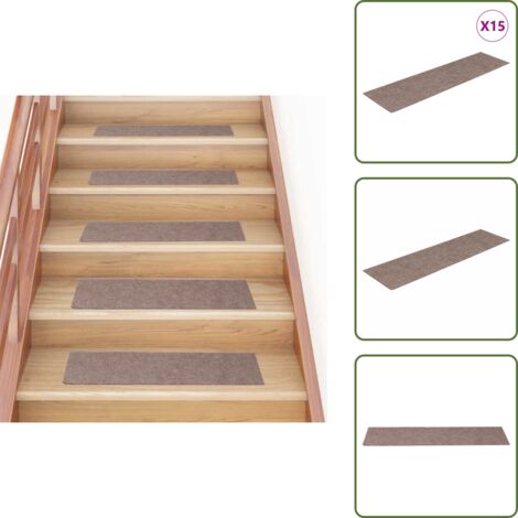 Tappeti per scale marrone chiaro - vidaXL Tappetini per scale autoadesivi 15 pz 76x20 cm marrone chiaro rettangolari - Tappeti per scale in polipropilene
