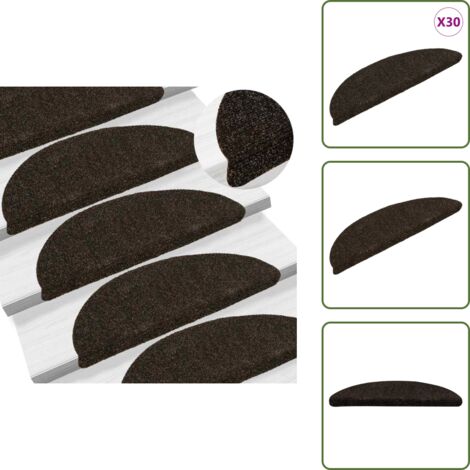 Tappeti per scale marrone scuro - vidaXL Tappetini per scale autoadesivi 30 pz 56x17x3 cm marrone scuro semicircolari -