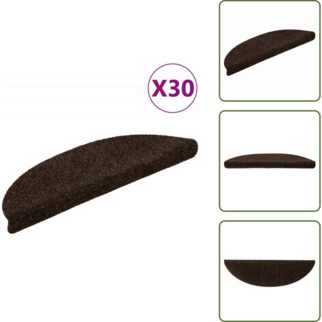 Tappeti per scale marroni - vidaXL Tappetini per scale autoadesivi 30 pz 56x17x3 cm marrone semicircolari -