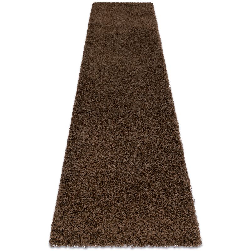 Image of Rugsx - Tappetii passatoie soffi shaggy 5cm maro - per il soggiorno, la cucina, il corridoio brown 60x200 cm
