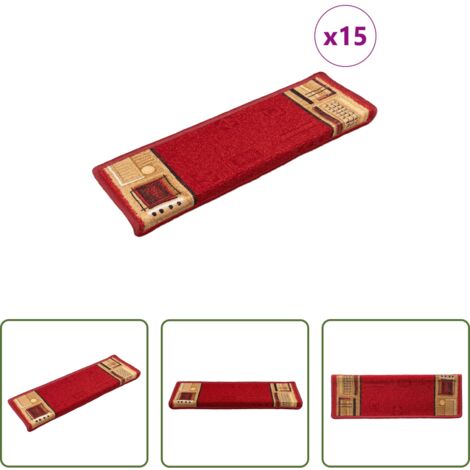 Tappetini antiscivolo -  Tappetini Autoadesivi per Scale 15 pz 65x21x4 cm Rossi
