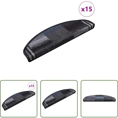 Tappetini antiscivolo -  Tappetini Autoadesivi per Scale 15 pz Nero e Grigio 65x21x4 cm