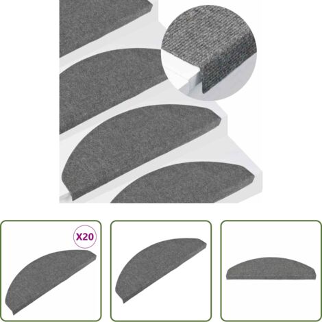 Tappetini antiscivolo -  Tappetini Autoadesivi per Scale 20 pz Grigi 65x22,5x3,5 cm
