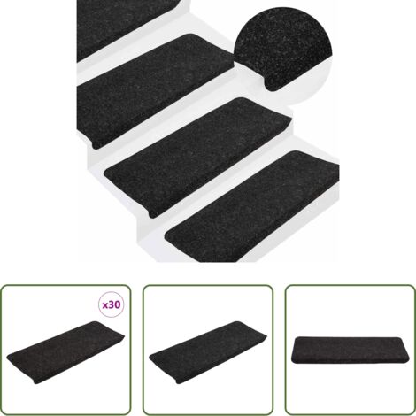 Tappetini antiscivolo -  Tappetini Autoadesivi per Scale 30 pz Antracite 65x24,5x3,5 cm