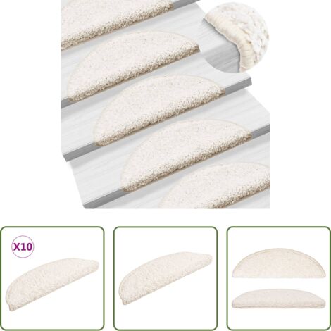 Tappetini antiscivolo -  Tappetini per scale 10 pz 56x17x3 cm Bianco Semicircolari