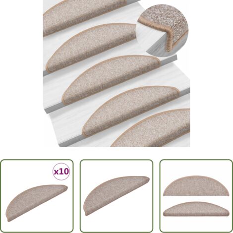 Tappetini antiscivolo -  Tappetini per scale 10 pz 56x17x3 cm Marrone chiaro Semicircolari