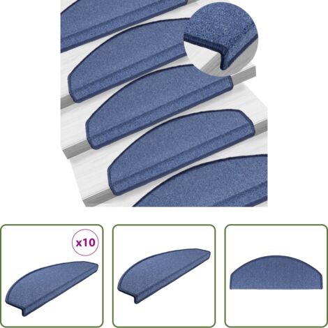 Tappetini antiscivolo -  Tappetini per scale 10 pz 65x24x4 cm Blu Semicircolari Grandi