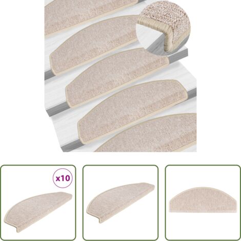 Tappetini antiscivolo -  Tappetini per scale 10 pz 65x24x4 cm tortora semicircolari grandi