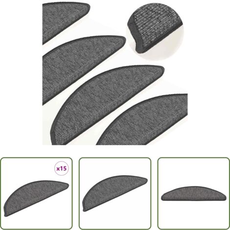 Tappetini antiscivolo -  Tappetini per scale 15 pz 56x17x3 cm Beige e Grigio Semicircolari