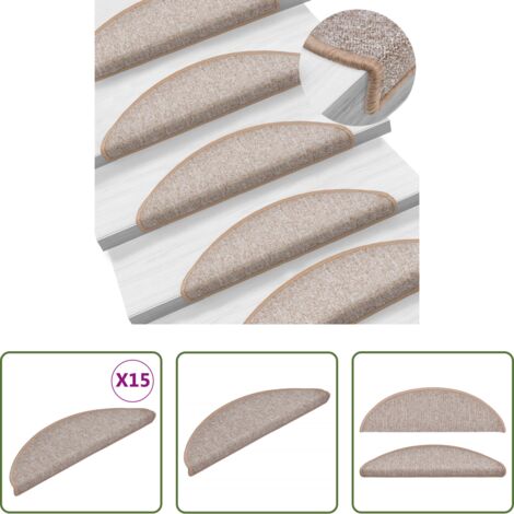 Tappetini antiscivolo -  Tappetini per scale 15 pz 56x17x3 cm Marrone chiaro Semicircolari