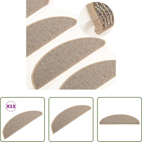 Tappetini antiscivolo -  Tappetini per scale 15 pz 56x17x3 cm Marrone Semicircolari